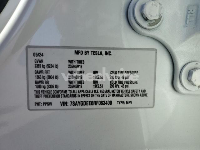 Photo 11 of 2024 TESLA MODEL Y (VIN 7SAYGDEE6RF083400)