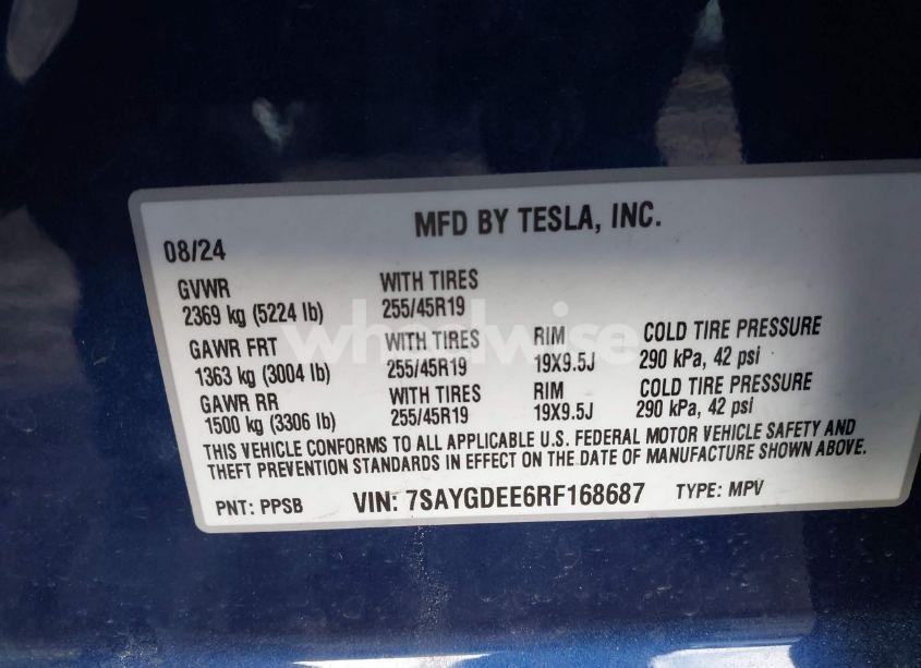 Photo 9 of 2024 Tesla Model Y LONG RANGE DUAL MOTOR ALL-WHEEL DRIVE (VIN 7SAYGDEE6RF168687)