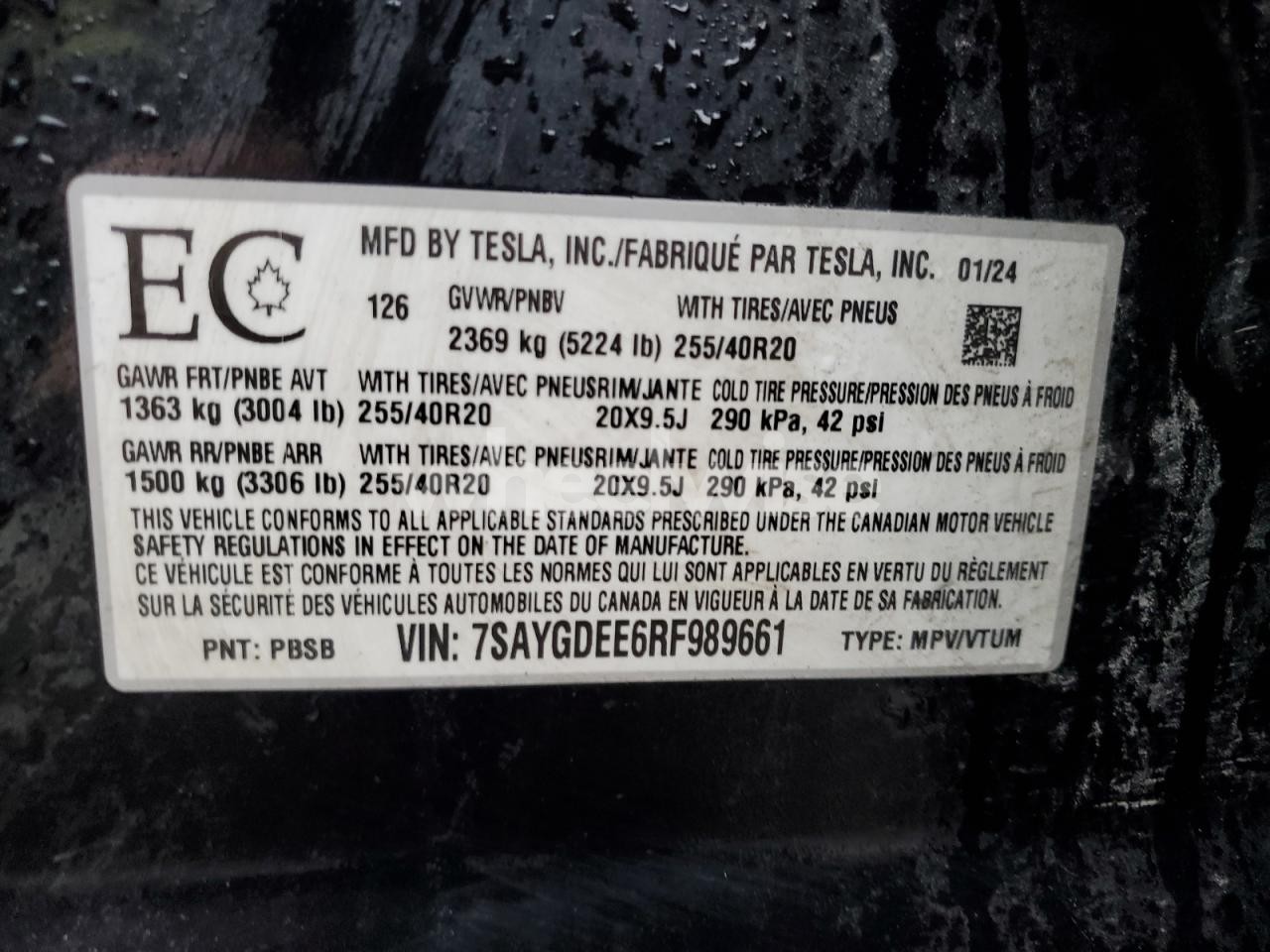 Photo 13 of 2024 TESLA MODEL Y (VIN 7SAYGDEE6RF989661)