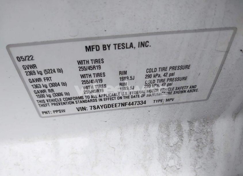 Photo 9 of 2022 Tesla Model Y LONG RANGE DUAL MOTOR ALL-WHEEL DRIVE (VIN 7SAYGDEE7NF447334)