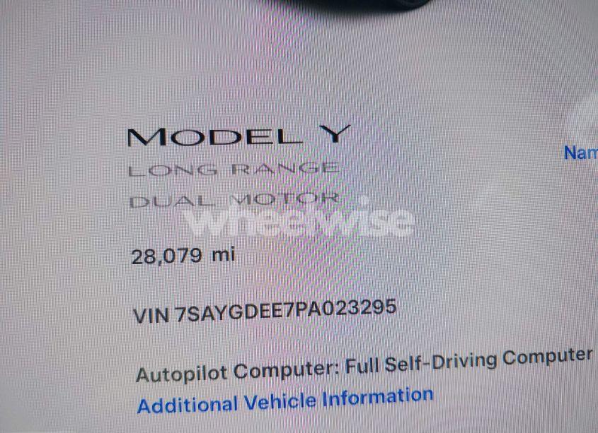 Photo 7 of 2023 Tesla Model Y AWD/LONG RANGE DUAL MOTOR ALL-WHEEL DRIVE (VIN 7SAYGDEE7PA023295)