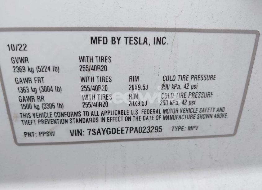 Photo 9 of 2023 Tesla Model Y AWD/LONG RANGE DUAL MOTOR ALL-WHEEL DRIVE (VIN 7SAYGDEE7PA023295)