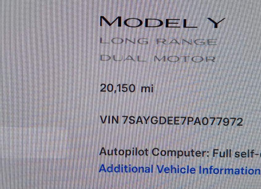 Photo 15 of 2023 Tesla Model Y AWD/LONG RANGE DUAL MOTOR ALL-WHEEL DRIVE (VIN 7SAYGDEE7PA077972)