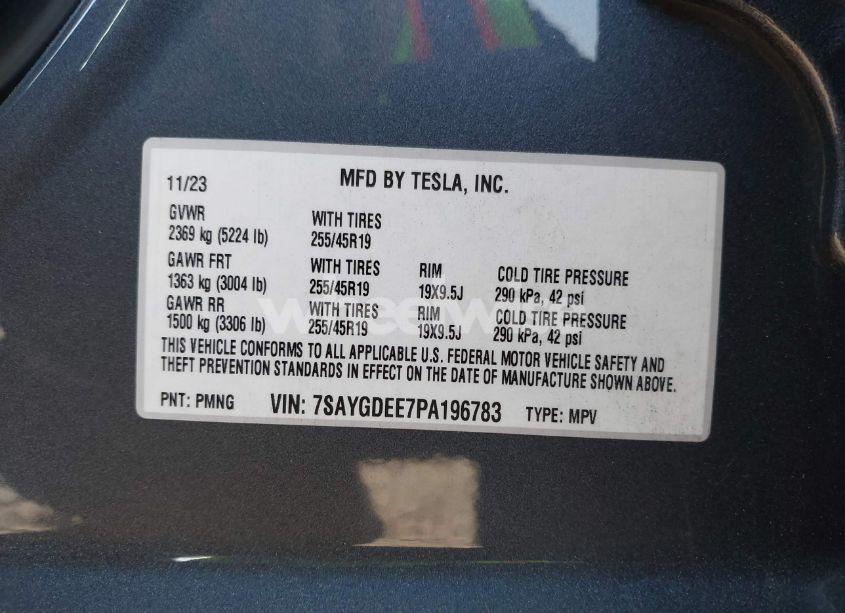 Photo 9 of 2023 Tesla Model Y AWD/LONG RANGE DUAL MOTOR ALL-WHEEL DRIVE (VIN 7SAYGDEE7PA196783)