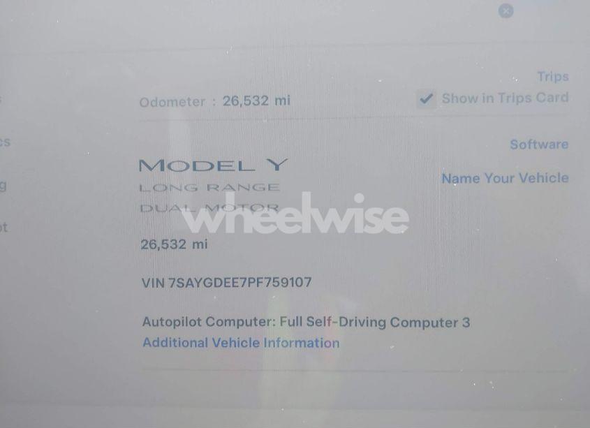 Photo 7 of 2023 Tesla Model Y AWD/LONG RANGE DUAL MOTOR ALL-WHEEL DRIVE (VIN 7SAYGDEE7PF759107)