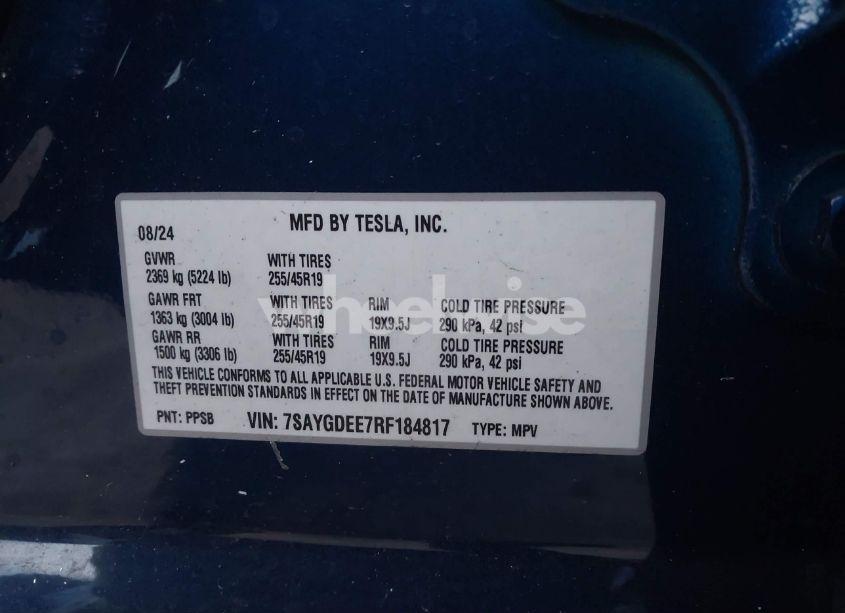 Photo 9 of 2024 Tesla Model Y LONG RANGE DUAL MOTOR ALL-WHEEL DRIVE (VIN 7SAYGDEE7RF184817)