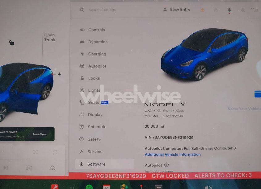 Photo 13 of 2022 Tesla Model Y LONG RANGE DUAL MOTOR ALL-WHEEL DRIVE (VIN 7SAYGDEE8NF316929)