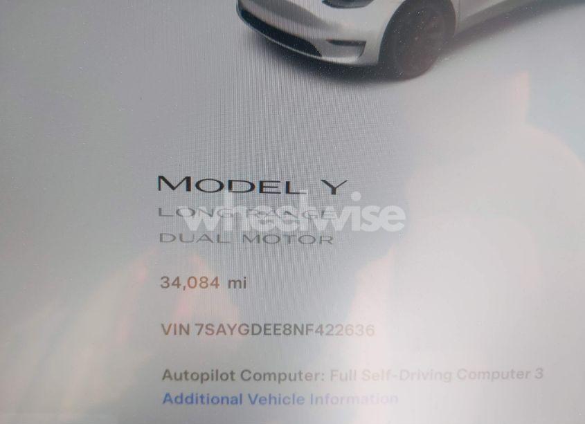Photo 15 of 2022 Tesla Model Y LONG RANGE DUAL MOTOR ALL-WHEEL DRIVE (VIN 7SAYGDEE8NF422636)
