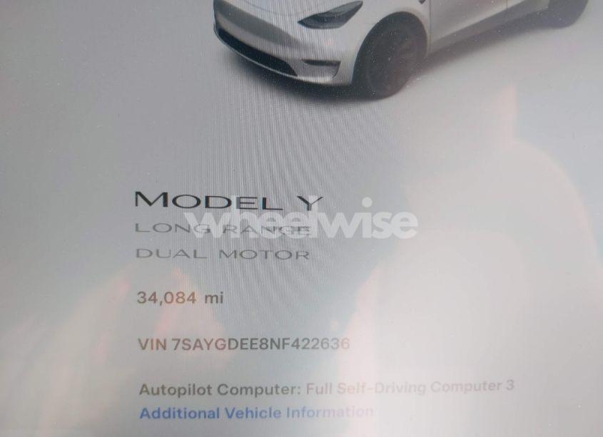 Photo 7 of 2022 Tesla Model Y LONG RANGE DUAL MOTOR ALL-WHEEL DRIVE (VIN 7SAYGDEE8NF422636)