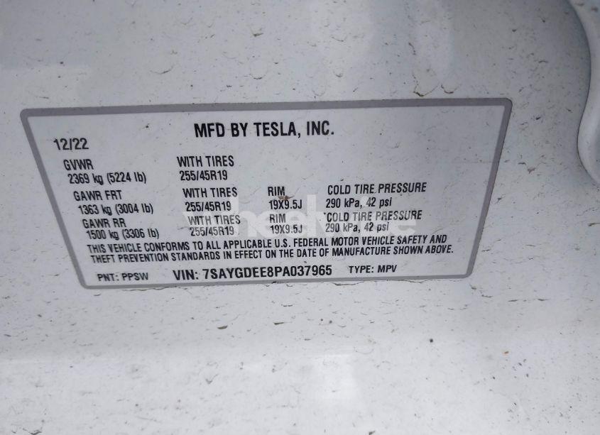 Photo 9 of 2023 Tesla Model Y AWD/LONG RANGE DUAL MOTOR ALL-WHEEL DRIVE (VIN 7SAYGDEE8PA037965)