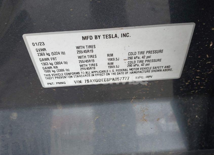 Photo 9 of 2023 Tesla Model Y AWD/LONG RANGE DUAL MOTOR ALL-WHEEL DRIVE (VIN 7SAYGDEE8PA057777)