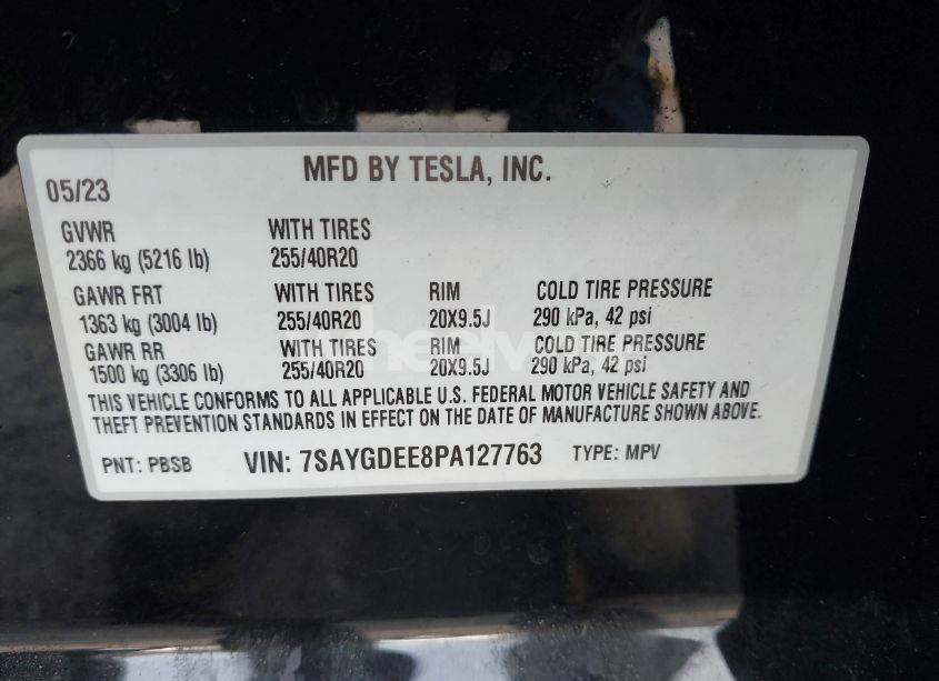 Photo 9 of 2023 Tesla Model Y AWD/LONG RANGE DUAL MOTOR ALL-WHEEL DRIVE (VIN 7SAYGDEE8PA127763)