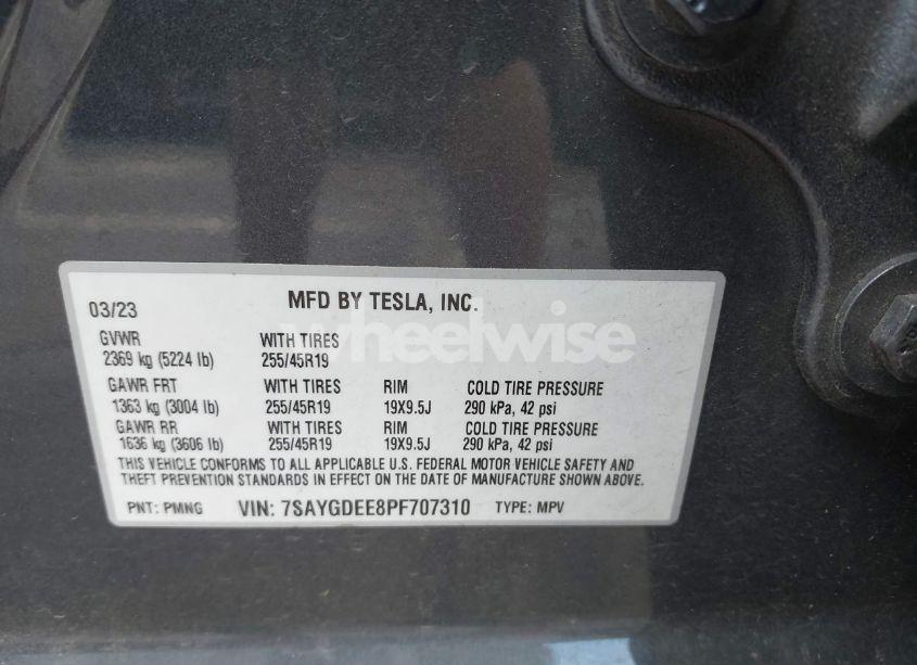 Photo 9 of 2023 Tesla Model Y AWD/LONG RANGE DUAL MOTOR ALL-WHEEL DRIVE (VIN 7SAYGDEE8PF707310)