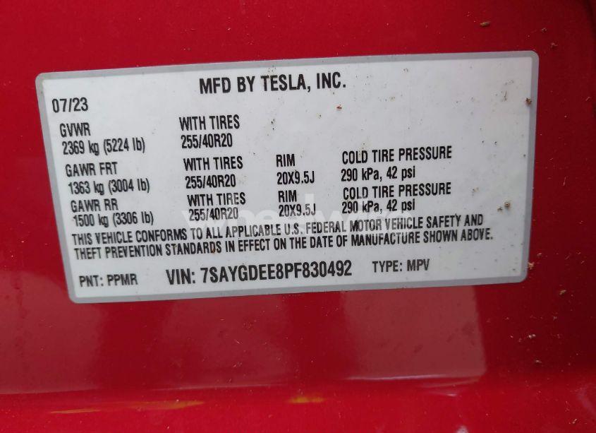 Photo 9 of 2023 Tesla Model Y AWD/LONG RANGE DUAL MOTOR ALL-WHEEL DRIVE (VIN 7SAYGDEE8PF830492)