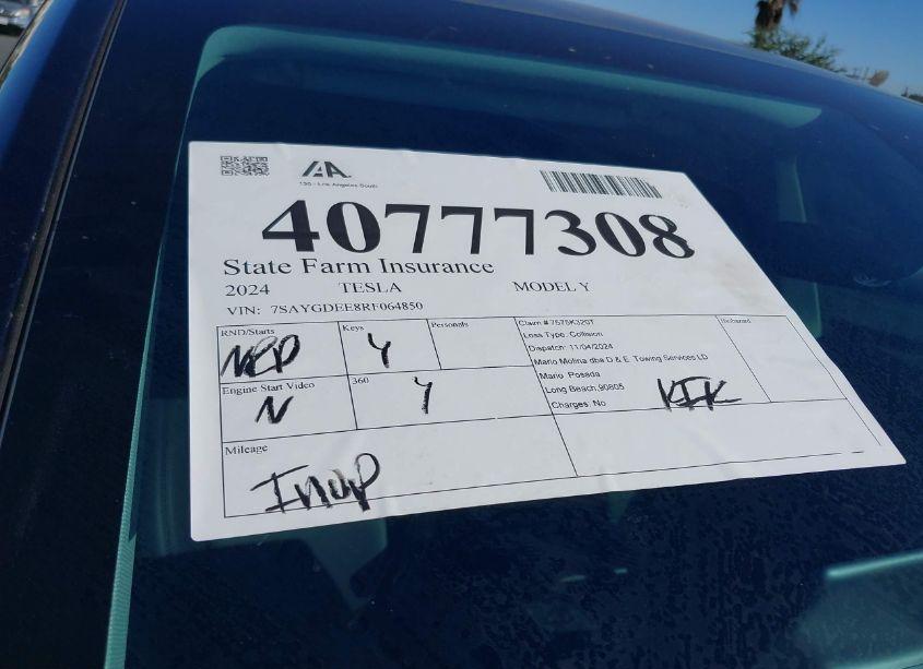 Photo 19 of 2024 Tesla Model Y LONG RANGE DUAL MOTOR ALL-WHEEL DRIVE (VIN 7SAYGDEE8RF064850)