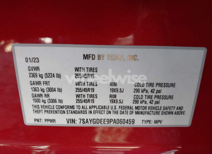 Photo 9 of 2023 Tesla Model Y AWD/LONG RANGE DUAL MOTOR ALL-WHEEL DRIVE (VIN 7SAYGDEE9PA060459)