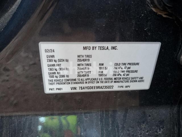 2024 TESLA MODEL Y (VIN 7SAYGDEE9RA235022) main photo