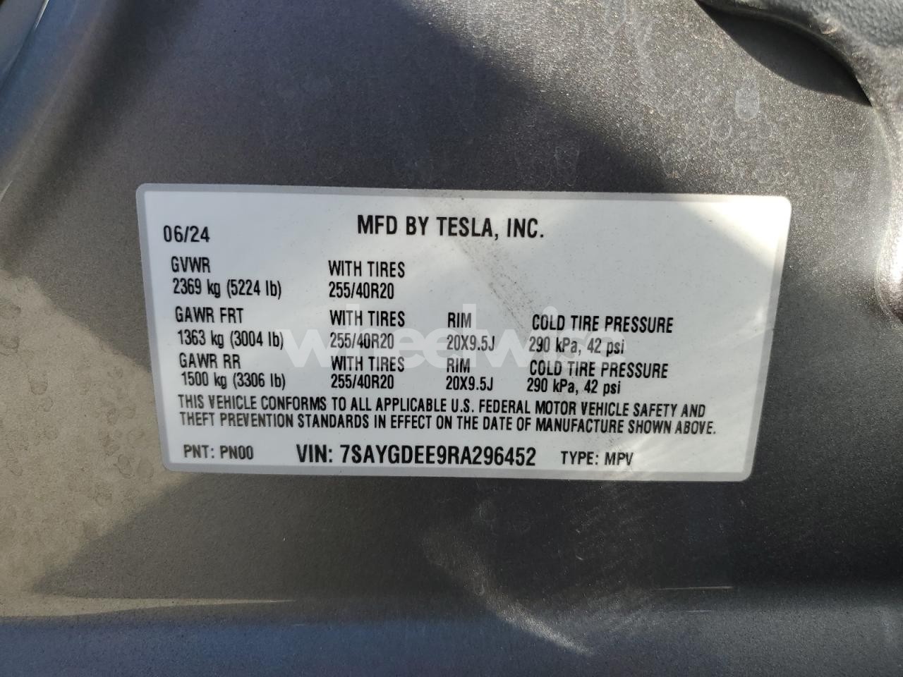 Photo 14 of 2024 TESLA MODEL Y (VIN 7SAYGDEE9RA296452)
