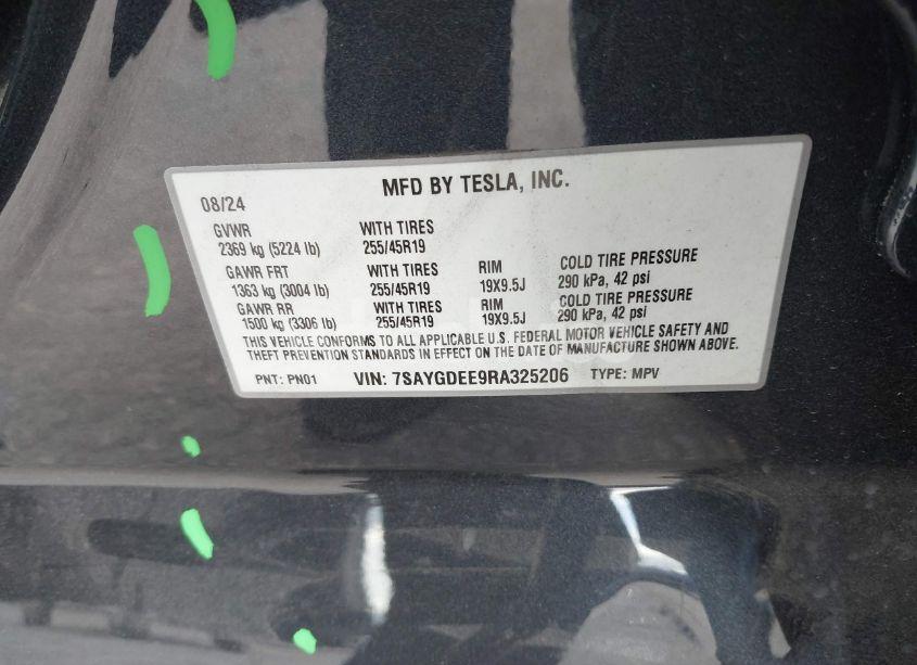 Photo 9 of 2024 Tesla Model Y LONG RANGE DUAL MOTOR ALL-WHEEL DRIVE (VIN 7SAYGDEE9RA325206)