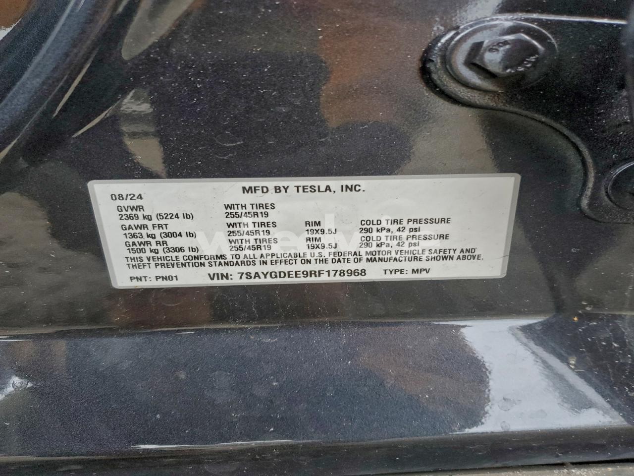 Photo 12 of 2024 TESLA MODEL Y (VIN 7SAYGDEE9RF178968)