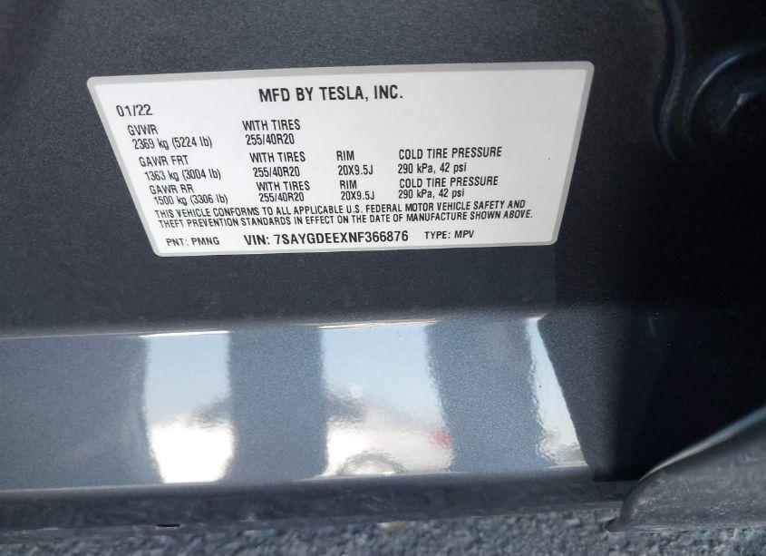 Photo 9 of 2022 Tesla Model Y (VIN 7SAYGDEEXNF366876)