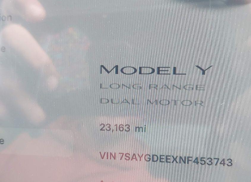 Photo 16 of 2022 Tesla Model Y LONG RANGE DUAL MOTOR ALL-WHEEL DRIVE (VIN 7SAYGDEEXNF453743)