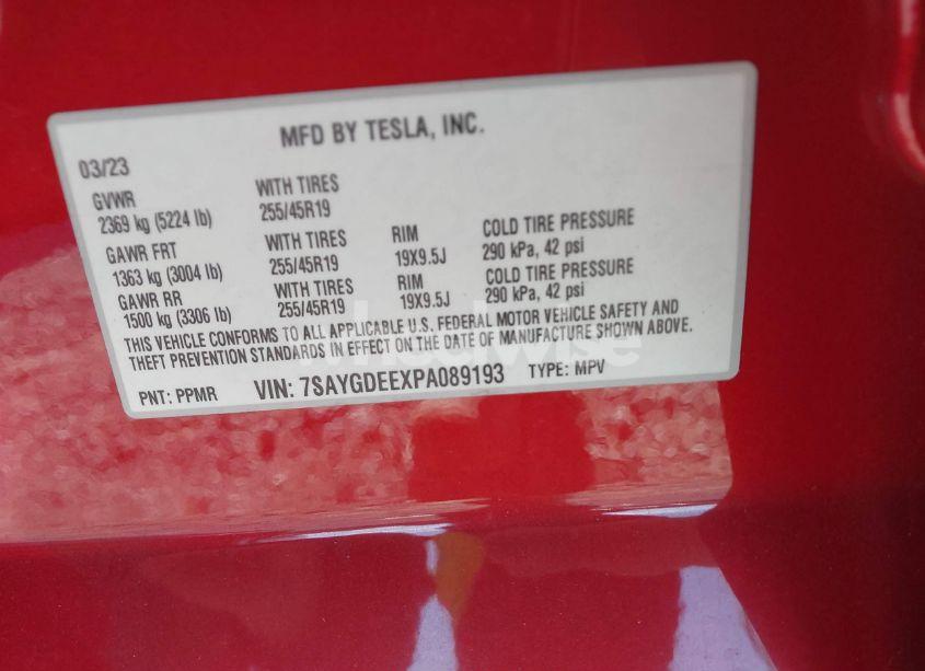 Photo 9 of 2023 Tesla Model Y AWD/LONG RANGE DUAL MOTOR ALL-WHEEL DRIVE (VIN 7SAYGDEEXPA089193)