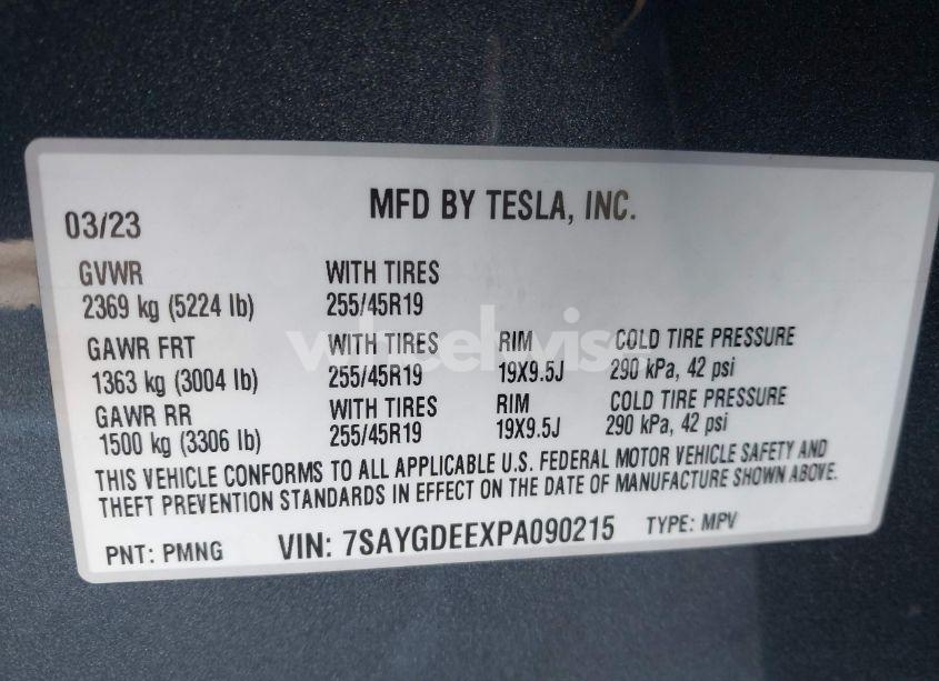 Photo 9 of 2023 Tesla Model Y AWD/LONG RANGE DUAL MOTOR ALL-WHEEL DRIVE (VIN 7SAYGDEEXPA090215)