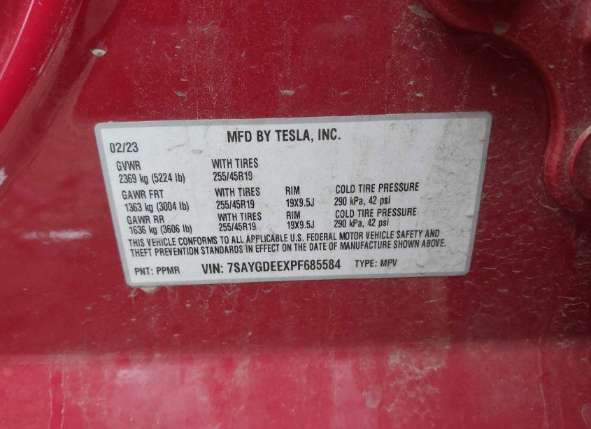 Photo 8 of 2023 Tesla Model Y AWD/LONG RANGE DUAL MOTOR ALL-WHEEL DRIVE (VIN 7SAYGDEEXPF685584)