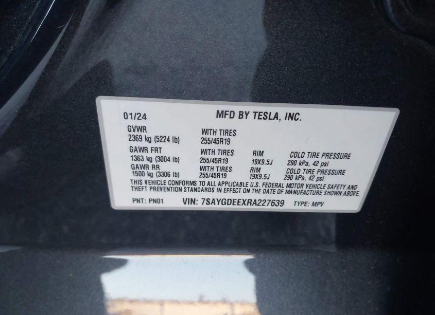 Photo 9 of 2024 Tesla Model Y LONG RANGE DUAL MOTOR ALL-WHEEL DRIVE (VIN 7SAYGDEEXRA227639)
