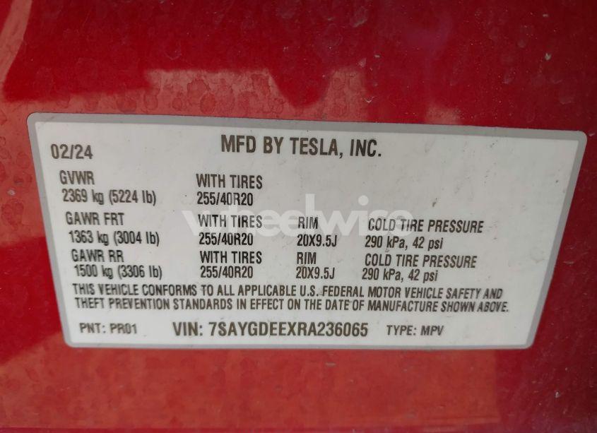 Photo 9 of 2024 Tesla Model Y LONG RANGE DUAL MOTOR ALL-WHEEL DRIVE (VIN 7SAYGDEEXRA236065)