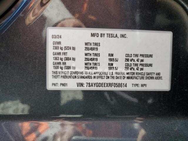 Photo 3 of 2024 TESLA MODEL Y (VIN 7SAYGDEEXRF058614)