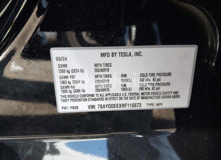 Photo 9 of 2024 Tesla Model Y LONG RANGE DUAL MOTOR ALL-WHEEL DRIVE (VIN 7SAYGDEEXRF116673)