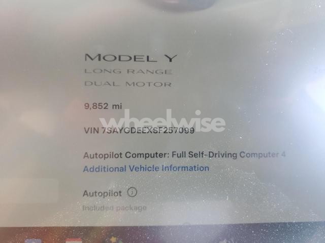 Photo 9 of 2025 TESLA MODEL Y (VIN 7SAYGDEEXSF257099)