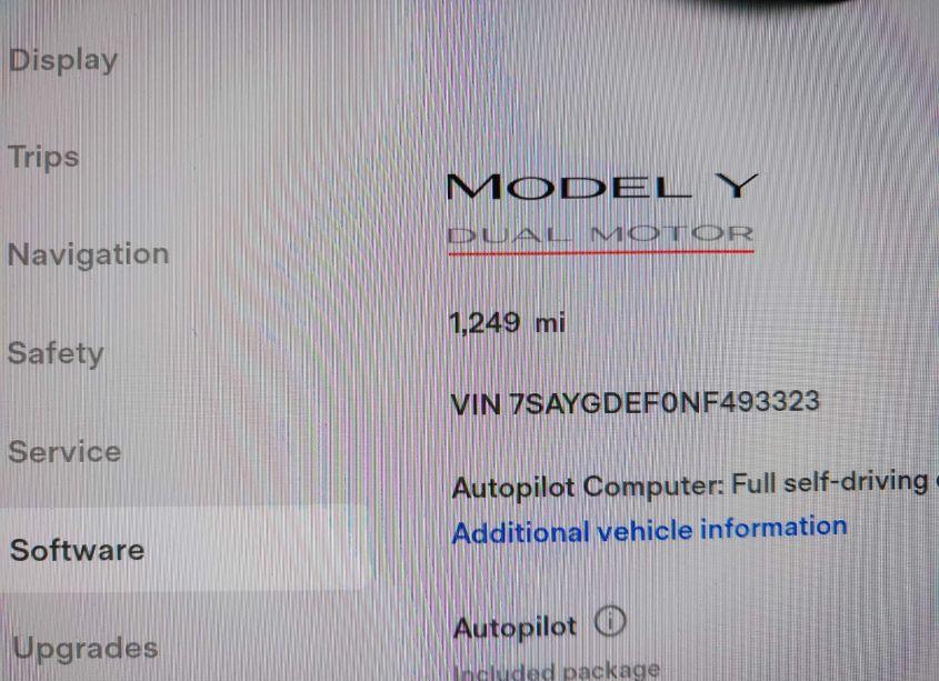 Photo 7 of 2022 Tesla Model Y PERFORMANCE DUAL MOTOR ALL-WHEEL DRIVE (VIN 7SAYGDEF0NF493323)
