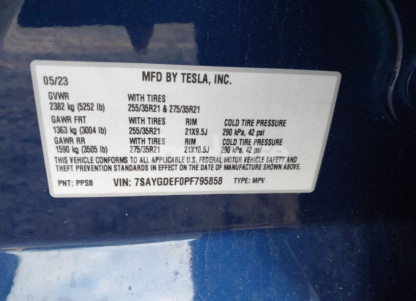 Photo 9 of 2023 Tesla Model Y PERFORMANCE DUAL MOTOR ALL-WHEEL DRIVE (VIN 7SAYGDEF0PF795858)