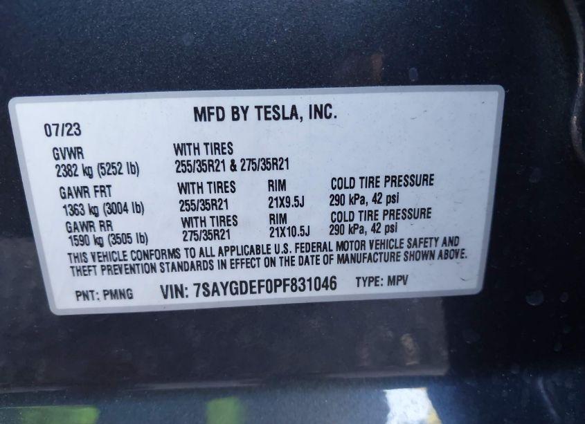 Photo 9 of 2023 Tesla Model Y PERFORMANCE DUAL MOTOR ALL-WHEEL DRIVE (VIN 7SAYGDEF0PF831046)