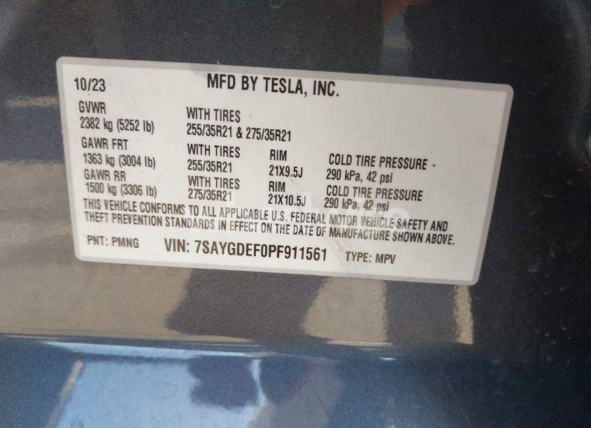 Photo 9 of 2023 Tesla Model Y PERFORMANCE DUAL MOTOR ALL-WHEEL DRIVE (VIN 7SAYGDEF0PF911561)