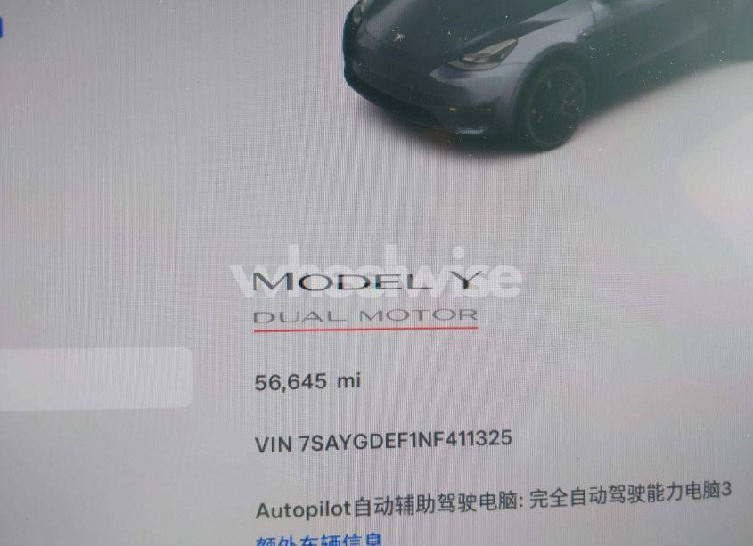 Photo 11 of 2022 Tesla Model Y PERFORMANCE DUAL MOTOR ALL-WHEEL DRIVE (VIN 7SAYGDEF1NF411325)