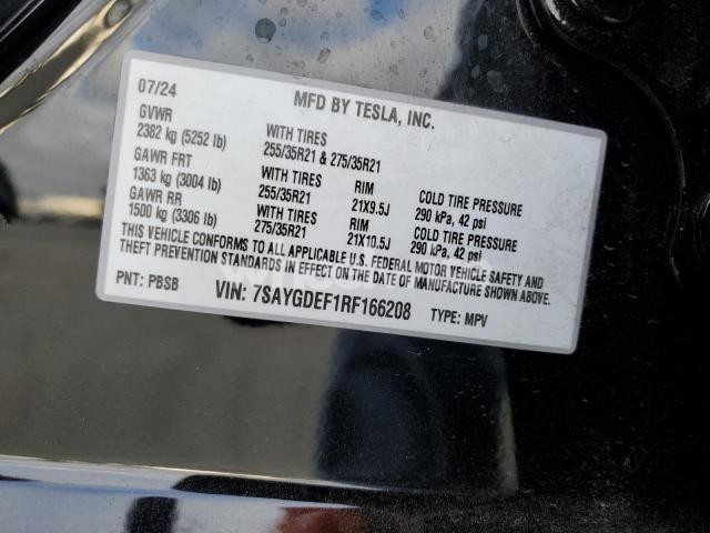 Photo 2 of 2024 TESLA MODEL Y (VIN 7SAYGDEF1RF166208)