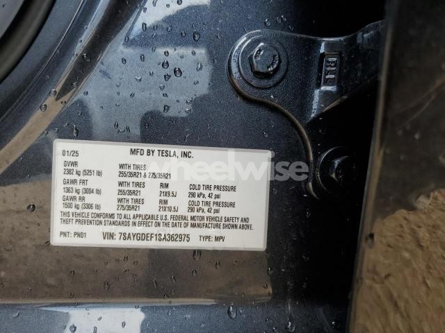 2025 TESLA MODEL Y (VIN 7SAYGDEF1SA362975) main photo