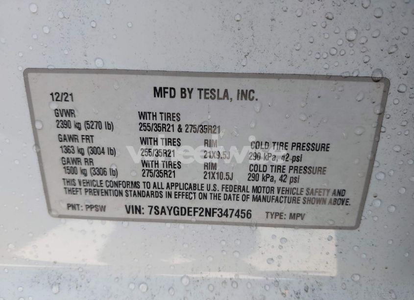 Photo 9 of 2022 Tesla Model Y PERFORMANCE DUAL MOTOR ALL-WHEEL DRIVE (VIN 7SAYGDEF2NF347456)
