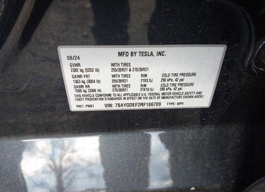 Photo 9 of 2024 Tesla Model Y PERFORMANCE DUAL MOTOR ALL-WHEEL DRIVE (VIN 7SAYGDEF2RF186709)