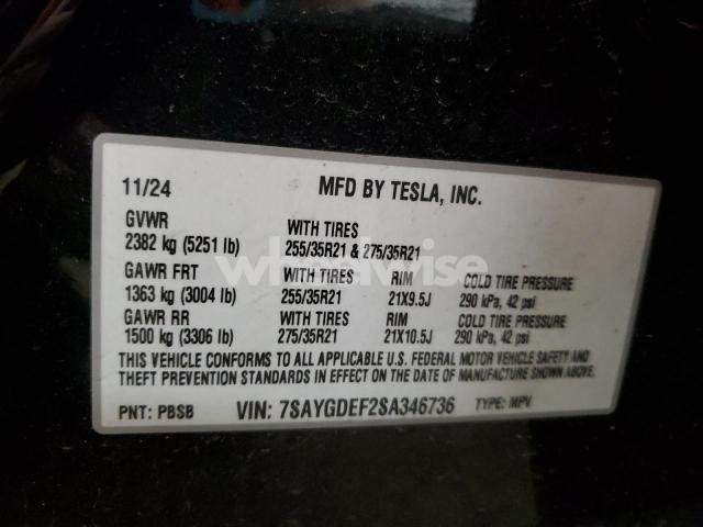 Photo 2 of 2025 TESLA MODEL Y (VIN 7SAYGDEF2SA346736)