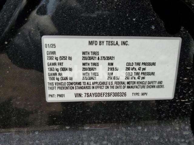 2025 TESLA MODEL Y (VIN 7SAYGDEF2SF300326) main photo