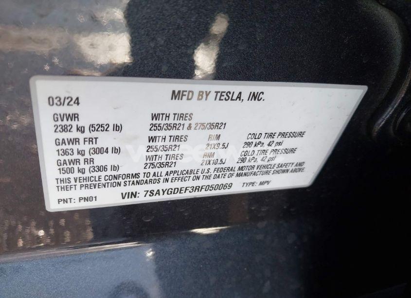 Photo 9 of 2024 Tesla Model Y PERFORMANCE DUAL MOTOR ALL-WHEEL DRIVE (VIN 7SAYGDEF3RF050069)