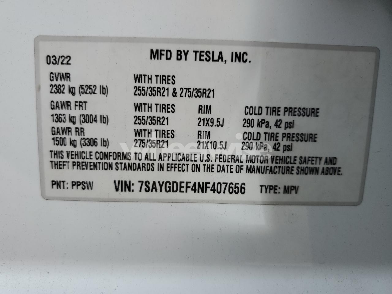 Photo 13 of 2022 TESLA MODEL Y (VIN 7SAYGDEF4NF407656)