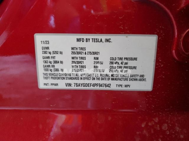 2023 TESLA MODEL Y (VIN 7SAYGDEF4PF947642) main photo