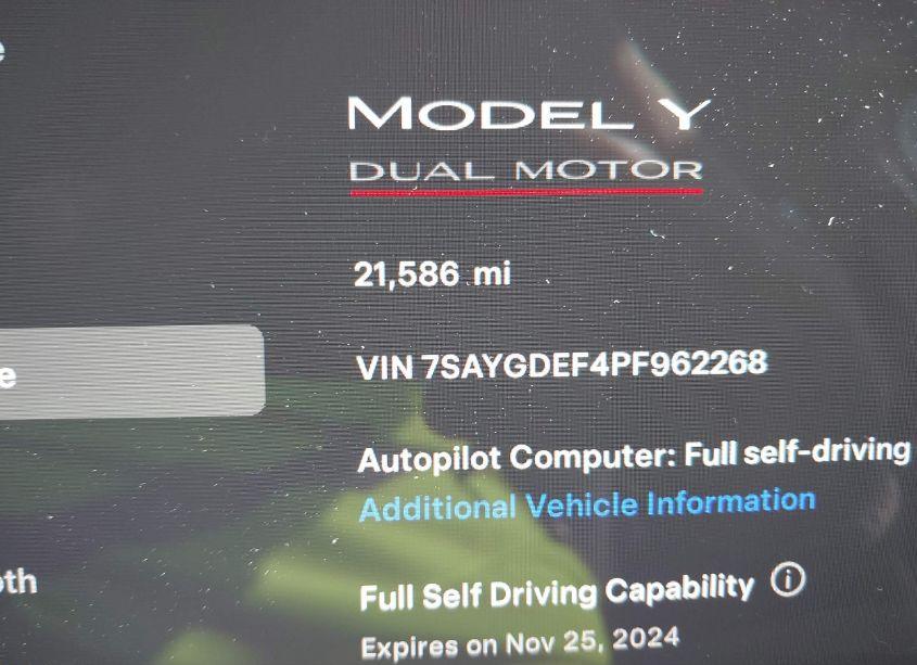 Photo 7 of 2023 Tesla Model Y PERFORMANCE DUAL MOTOR ALL-WHEEL DRIVE (VIN 7SAYGDEF4PF962268)
