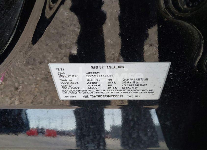 Photo 9 of 2022 Tesla Model Y PERFORMANCE DUAL MOTOR ALL-WHEEL DRIVE (VIN 7SAYGDEF5NF336693)